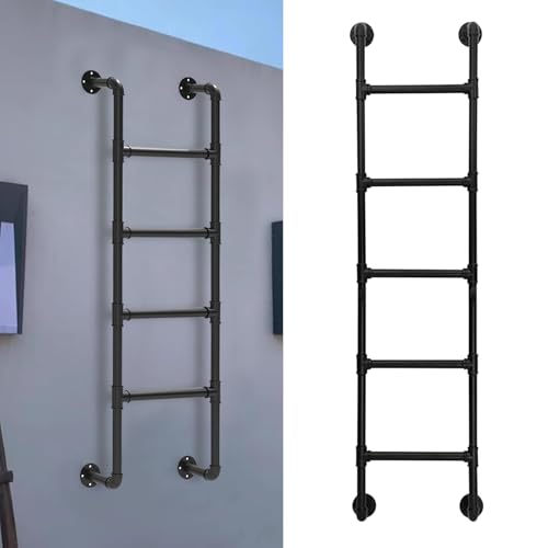 Hamankim Échelle d'extérieur pour lofts et Appartements - Échelle de Sortie Robuste de 100-300cm pour puits de fenêtre Toit Garage - Échelle d'escalade Murale en métal Peu encombrante(128cm/50in)