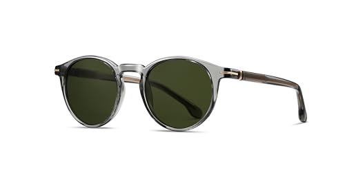 SOLVANSKI Round Mens Polarized Sunglasses Womens, Retro Classic Premium UV Protection Driving Sun Glasses