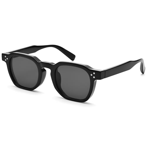 Image of Square Sunglasses for Men Women - Retro Chunky Rectangle Frame Sun Glasses Classic Vintage Shades