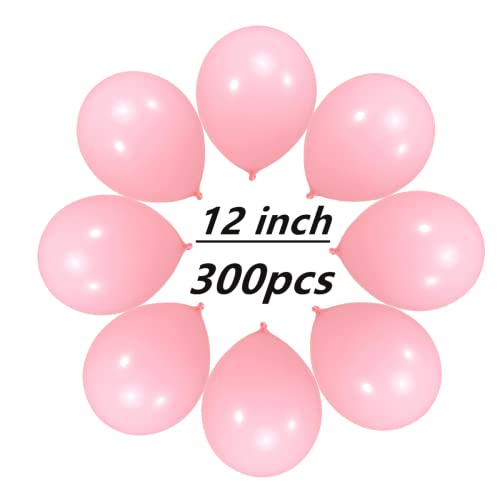 Image of 300 Pack Light Pink Balloons 12 inch Pink Latex Party Balloon Bulk for Various Party Events Decorations