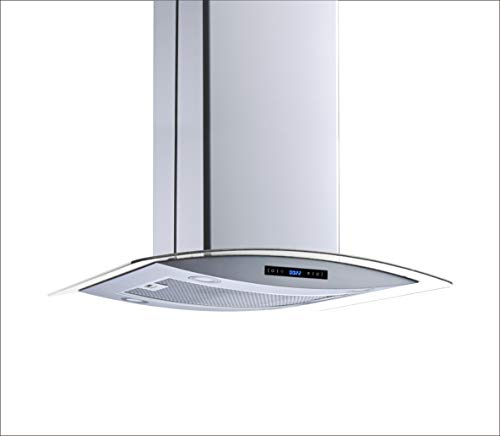 Winflo 36 In. Convertible Stainless Steel Glass Island Range Hood With Mesh Filter And Touch Sensor Control #TOP2