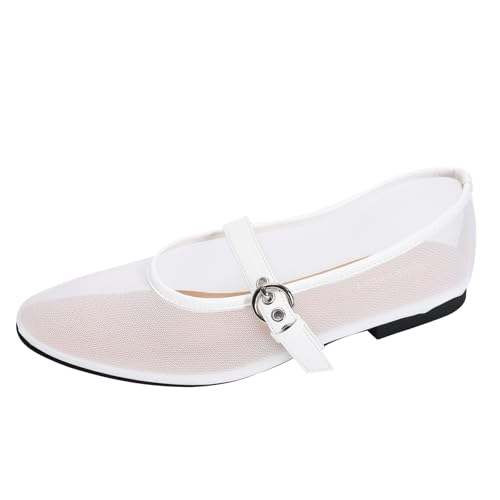 Image of Leopard Flats for Women Mesh Ballet Flats Mary Jane Animal Print Shoes Slip On Casual Breathable Ballerina Flats