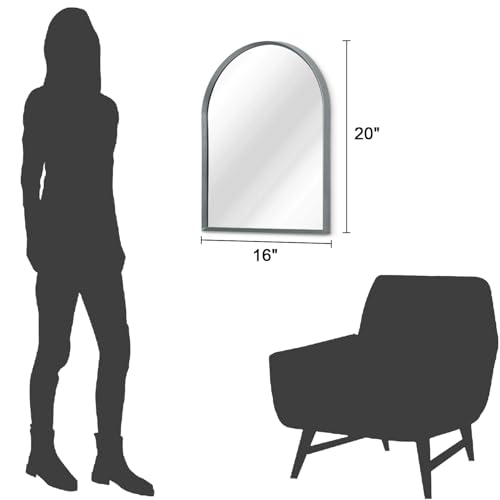 Image of Arch Wall-Mounted Mirror Aluminum Alloy Frame Bathroom Wall Mirror for Vanity Living Room, Bedroom Entryway Room Home Decor 20 inchx16 inch