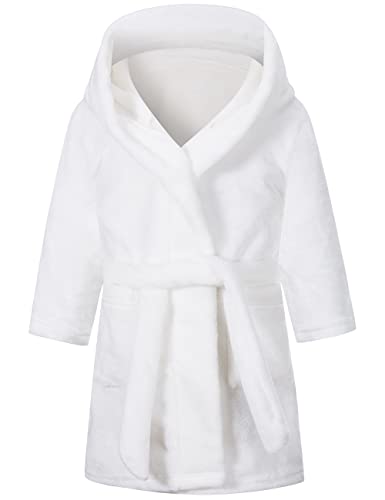 Girls Fleece Hooded Robes, Kids Soft Premium Fuzzy Bathrobe for Gifts, 2-12 Years