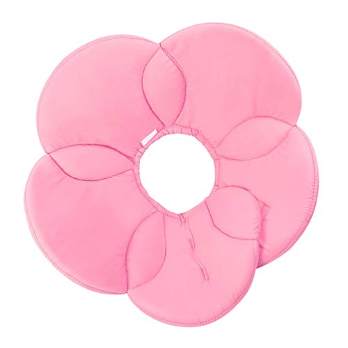 Image of POPETPOP Flower Necklace Pet Recovery Collar - Adjustable Dog Cat Cone Collar Soft Elizabethan Protective Collars Dog Cones After Surgery for Cat and Puppy (Pink) Flower Choker Necklace