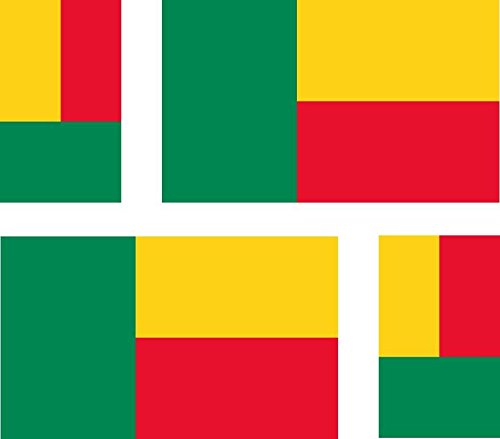 Akachafactory 4 x Autocollant Sticker Voiture Moto Valise pc Portable Drapeau Benin beninois