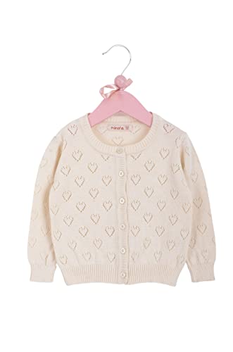 Cárdigan de punto para bebé con estampado de corazones para niñas y niños, ropa de bebé de alta calidad, cuello redondo, chaqueta de punto, unisex, 6-24 meses, beige, 12 meses