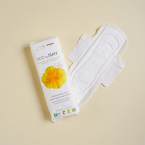 Image of Eco by Naty Sanitary Pads - Plantbased and Absorbent Sanitary Pads for Women, Organic Cotton Menstrual Product, Better for Feminine Health (Super, 12 Count) (Pack of 2)