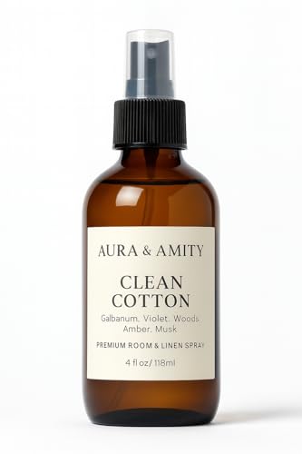 Image of Aura & Amity Premium Room & Linen Spray - Handmade Luxury Fabric & Home Fragrance Mist, Long-Lasting & Eco-Friendly (Clean Cotton)