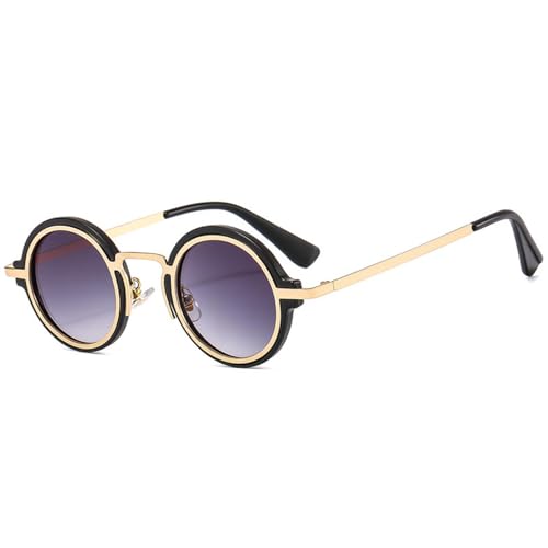 Lunettes de soleil rondes punk rétro avec verres dégradés noir et gris protection UV400