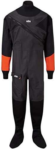 Gill Traje seco: totalmente sellado e impermeable, ideal para deportes acuáticos como bote, vela, kayak y tabla de remo, Negro, M
