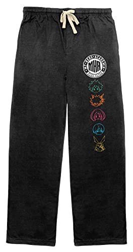 Bioworld My Hero Academia Neon Characters Men's Black Sleep Pajama Pants