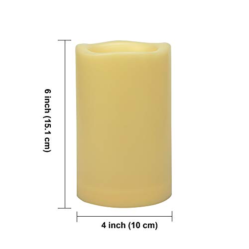 Image of Waterproof Outdoor Flameless Candles with Remote, Set of 2, Large 4 inch x 6 inch Battery Operated Electric LED Pillar Candle Set for Home Decor Party Wedding Supplies Garden Christmas Decoration Gift
