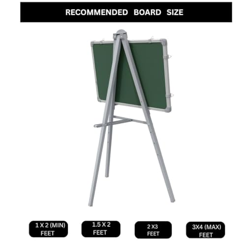 Image of 5 Feet Heavy Duty Folding Easel Stand for White Board, Black Board, Notice Board & Sun Board | Adjustable Display Stand for Presentation, Office, Advertisement | Holds up to 3 x 4 Feet Boards | Grey | Supports whiteboards, blackboards and notice boards up to 3 x 4 ft for presentations and display.