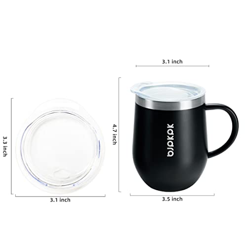 Image of BJPKPK 2PCS Insulated Coffee Mug with Lid, 12oz Stainless Steel Tumbler | Travel Coffee Mug with Handle, Vacuum Insulated Tumbler Cup for Camping, Office, Home, BPA Free Lid, Hot & Cold