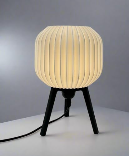 Image of Modern 3D Printed Table Lamp| Bedside Night Lamp | Warm Ambient Light for Bedroom, Living Room, Study Table & HomeDecor | Minimalist LED Desk Lamp for Cozy Lighting (White)