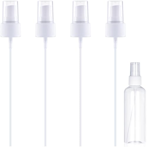 4 Pcs Spray Bottle Top, Nozzle Sprayer Tops Replacement, Plastic Fine Mist Sprayer Pump for Essential Oil, Cleaning Solutions (24/410 Cap Size, White)