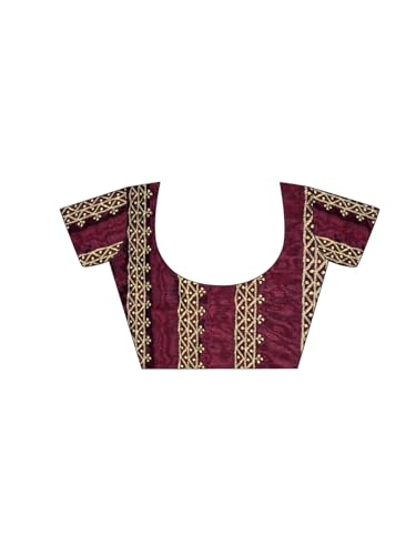 Image of Satrani Women's Shimmer Chiffon Sequins Embroidery Saree with Unstitched Blouse Piece