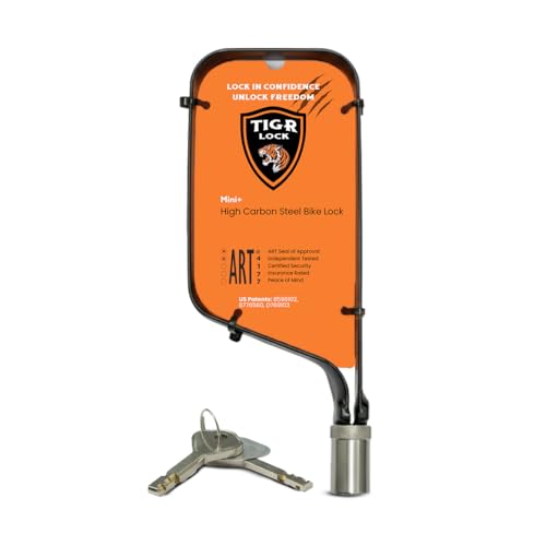 TiGr Mini+ Lightweight Bike Lock – High Security 8 x 4' Flexible High-Carbon Steel Shackle – Bolt Cutter, Crowbar & Hacksaw Resistant