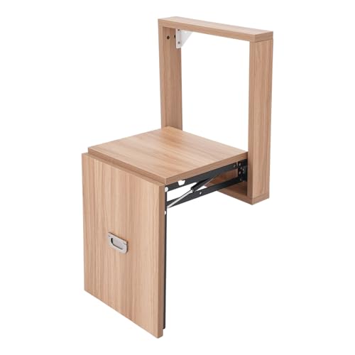 Philipreba 14x16inch Wall Mounted Folding Shoe Changing Stool, Fold Down and Up Chair Solid Step Stools for Entryway, Space Saving Hidden Wall Stools Seat (Walnut Color)
