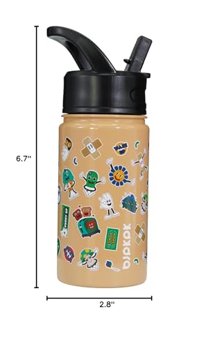 Image of BJPKPK Insulated Water Bottle, 15oz Stainless Steel with Straw Lid