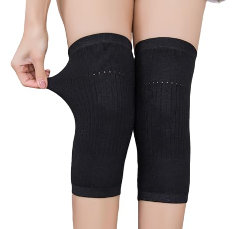SUJAYU 1 Pair Knee Sleeves for Women & Men Lightweight Thin Knee Sleeves for Knee Pain Relief Knee Warmers Knee Brace Undersleeve Dancer Knee Pads Knee Brace for Daily Use (Black Large)