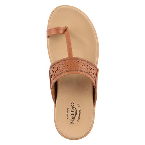 Image of Medifeet Women's Orthopedic Toe-Ring Sandals | Soft Cushioned Slip-On Comfort Slippers | Anti-Skid, Arch Support