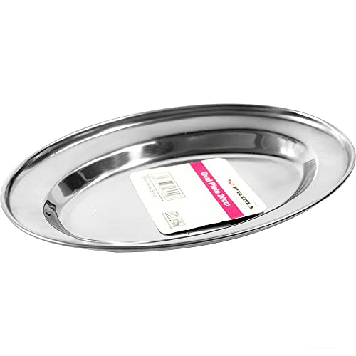 Set of 6 Stainless Steel Oval Tray Plate Platter Serving Dish 20CM