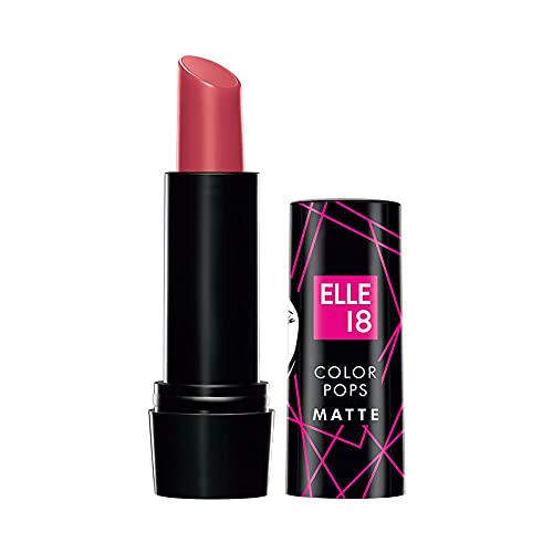 Image of Elle 18 Color Pops Matte Lipstick, Pink Kiss, Moisturising Bullet Matte, with Vitamin E, Highly Pigmented, Infused with Jojoba Oil and Shea Butter | 4.3 g