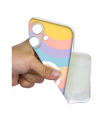 Image of Back Cover for Tecno Spark Go 2 4G Pastel Rainbow Waves Magnetic Ring Design (Not Magnetic Compatible) | UV Printed Soft TPU Shockproof Back Case for Tecno Spark Go 2 4G