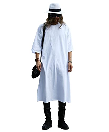 Men's Nightgown Cotton Short Sleeve Nightwear Loose Sleep Robes Sleepwear Fashion Plus Size Long T-Shirt,White,7XL