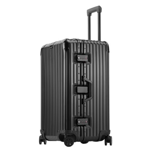 Image of PYB Signature - Zipless Full Aluminium Premium Trunk Trolley Bag with TSA Locks | 68 cm | Premium Trolley Bag for Travel | Easy Access with top Open | 8 Silent Spinner Wheels (Black, Large)