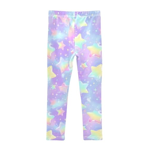 Colorful Stars Cartoon Girls Leggings Ultra Soft Compression Yoga Gym Pants for Kids 4-10T2