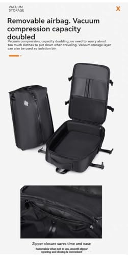 Lunapack Backpack Expandable Air Compression System, Flight Approved Carry On Backpack Lightweight Travel Bag (Green upgrade + air pump)4