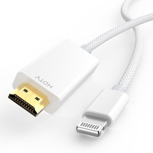 [Apple MFi Certified] Apple Lightning to HDMI Cable Adapter for iPhone to TV, 1080P Digital AV...