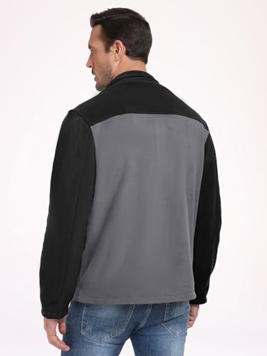 PEGENO Men's Fleece Jacket Classic Full Zip Stand Collar Lightweight Casual Soft Warm Coats With Zipper Pocket2