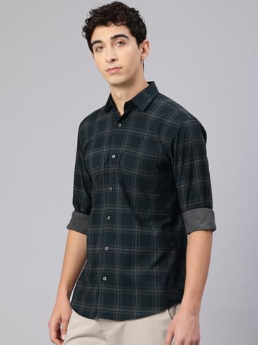 Image of Majestic Man Comfort Slim Fit Cotton Blend Checked Casual Shirt