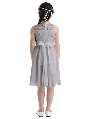 Kids Flower Girls Dress Shiny Sequins Sleeveless Lace Floral Wedding Pageant Party Formal Ball Gown3