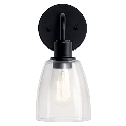 Image of Kichler Meller 11 Inch 1 Light Wall Sconce with Clear Glass in Black