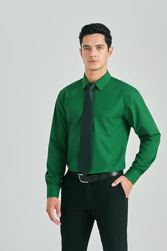 Image of HISDERN Mens Dress Shirt with Tie Pocket Square Set Classic Button Down Shirt Matching Tie Long Sleeve Shirts