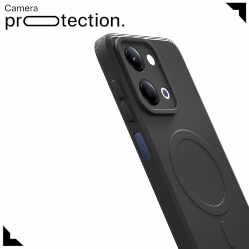 Image of Outlouders Back Cover for Vivo Y11 5G Soft Matte Silicone Cover with Slim Fit | Mag-Safe Logo (Not Mag-Safe Compatible) | Shockproof | Camera Protection Bumper Case (Black)