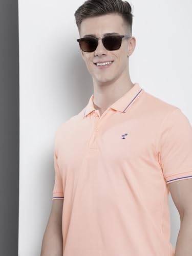Image of The Indian Garage Co Men Slim Fit Solid Polo Neck Half Sleeves Tshirt