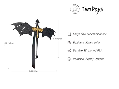 image for TwoDays Dragon Wing Inspired Bookshelf Display Decor - Romantasy Roman