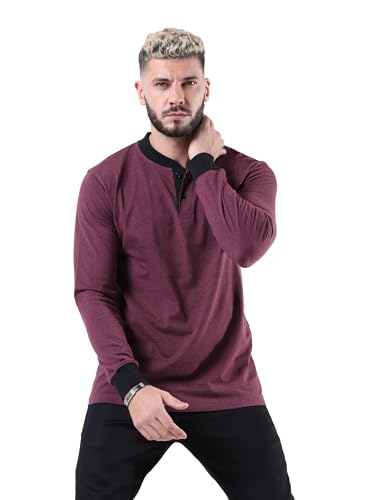 Image of fanideaz Mens Premium High Neck Henley T Shirts for Men Branded Full Sleeve Shirt for Men in Pure Cotton Casual & Formal Wear