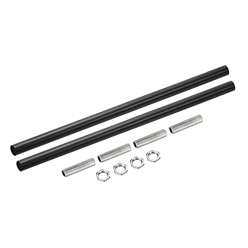 Image of MECCANIXITY Threaded Extension Rod, 9.8 inch Lamp Pipe with Connector Light Fixture Parts for Pendant Light Island Lighting Chandeliers Stems, Black 2 Set