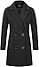 chouyatou Women Elegant Notched Collar Double Breasted Wool Blend Over Coat (X-Small, Black)