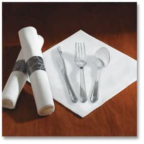 Hoffmaster 119990 Set Tovaglioli E Posate Pre-Arrotolati Linen-Like – Bianco/Nero, 200 Pezzi, Per Catering