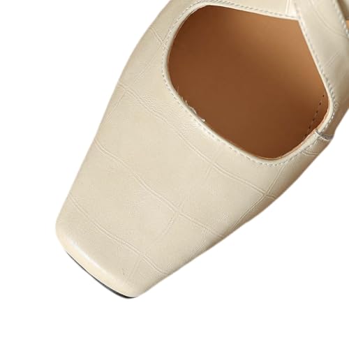 TinaCus Handmade Women's Genuine Leather Square Toe Cross Strap Buckle Dress Mary Jane Flats2