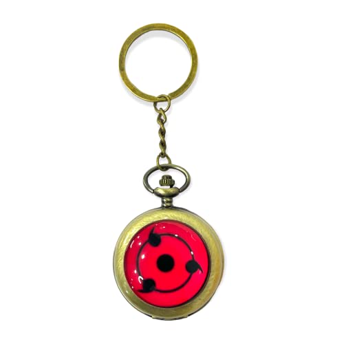 Image of AUGEN Premium Pocket Watch Metal Keychain Naruto 3 Retro Vintage For Gifting With Key Ring Anti-Rust (Pack Of 1),Multicolor