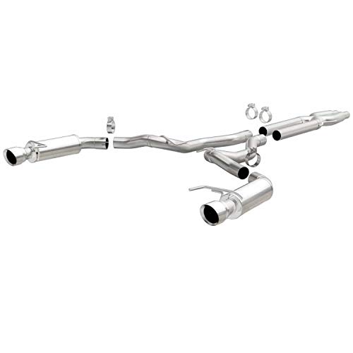 MagnaFlow Cat-Back Performance Exhaust System 19101 - Competition Series, Stainless Steel 3in Main Piping, Dual Split Rear Exit, Polished 4.5in Exhaust Tip - Mustang Performance Exhaust Kit